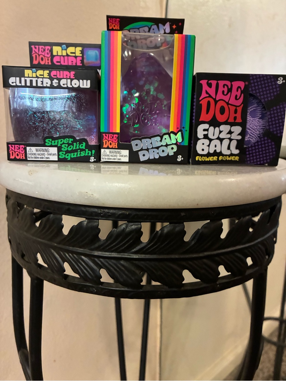 Needoh Purple Dream Drop, Flower Power, Glitter & Glow Fidget toys